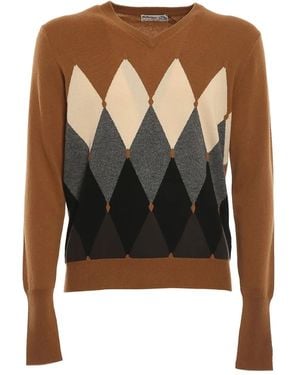 Ballantyne Diamond-pattern V-neck Sweater - ブラック