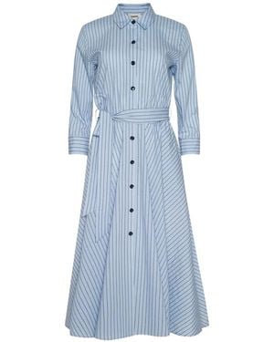 L'Agence Ralphie Striped Midi Shirt Dress - Blue