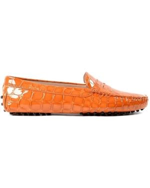 Tod's Corcodile Effect Loafers - Orange