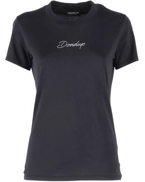 Dondup Embroidered-Logo Crew-Neck T-Shirt - Black