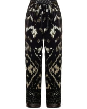 Pierre Louis Mascia All-Over Print Drawstring-Waist Pants - Black