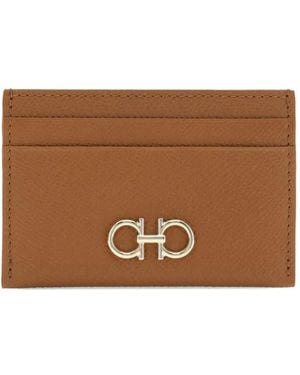 Ferragamo Gancini Logo-Plaque Card Holder - Brown