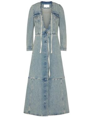 Maison Margiela Patchwork Tie-Detail Coat - Blue