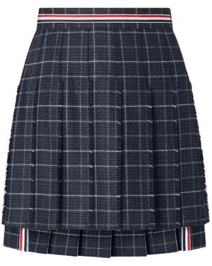 Thom Browne Windowpane Houndstooth Pleated Skirt - Blue