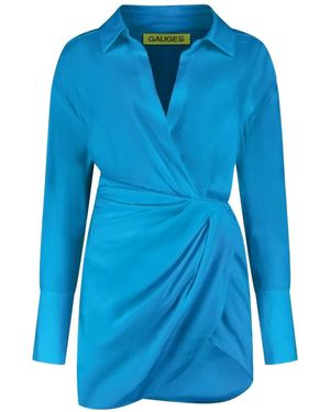 GAUGE81 Wrap-Style Tulip-Skirt Dress - Blue