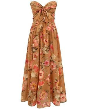 Zimmermann Mahon Floral-Print Midi Dress - Brown