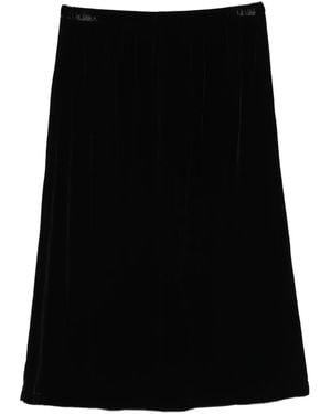 Laura Urbinati Elasticated-Waist Velour Midi Skirt - Black