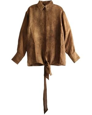 Uma Wang Tie-Detailing Shirt - Brown