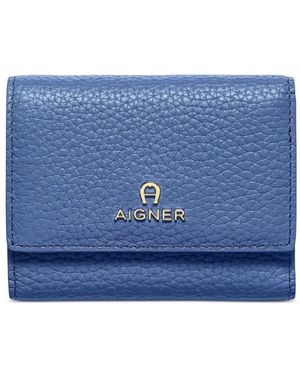 Aigner Ivy Pebbled-Leather Wallet - Blue