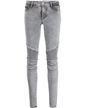 Philipp Plein Acid-Wash Skinny Jeggings - Gray