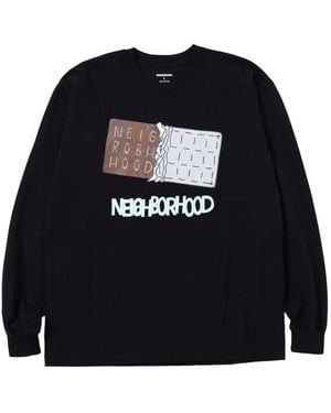 Neighborhood Langarmshirt mit grafischem Print - Schwarz