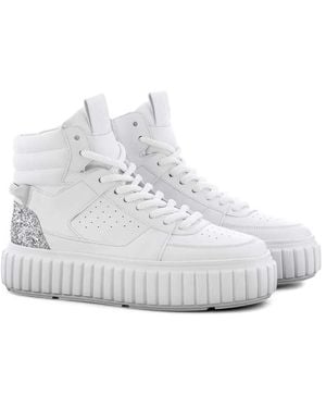 Kennel & Schmenger Glitter-panel high-top sneakers - Blanco