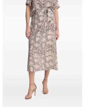 MARC AUREL Snakeskin-Pattern Midi Skirt - Natural