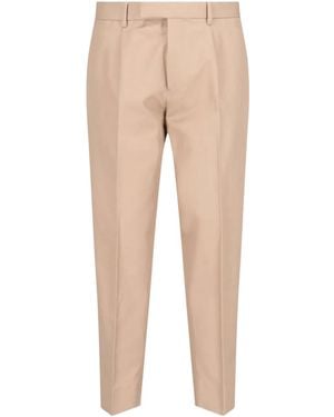 ZEGNA Tailored Cotton Trousers With Pleats - Natural
