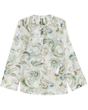 Marella Disco Print-Detail Button-Fastening Shirt - White