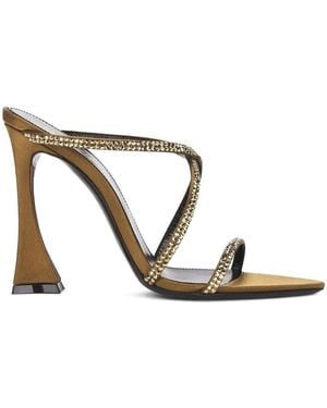 Saint Laurent 110Mm Crystal-Embellished Sandals - Brown