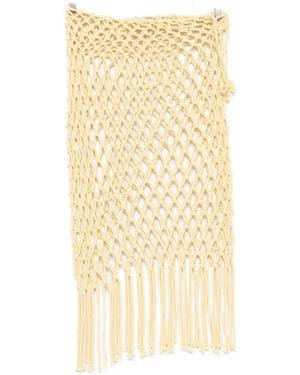 Frankie Shop Tropea Macramé-Knit Fringed Midi Skirt - Natural