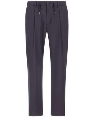 Herno Dyed And Waterproof Stretch Cotton Trousers With Elasticated Waistband - Blue