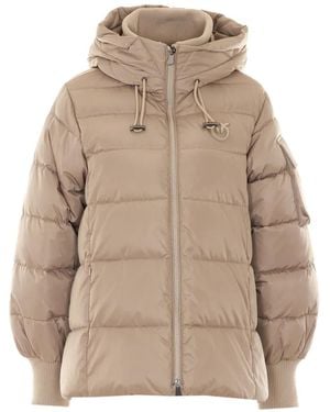 Pinko Crusca Hooded Parka Coat - Natural