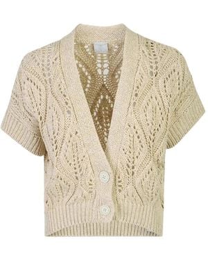 Eleventy Short-Sleeve Cardigan - Natural