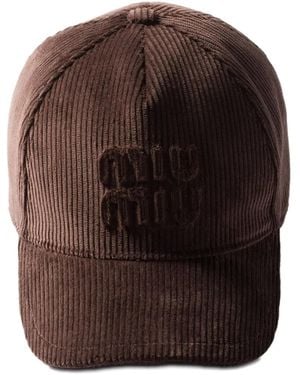 Miu Miu Casquette À Patch Logo - Marron