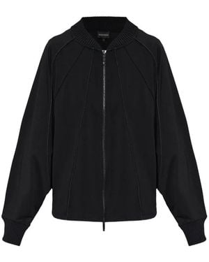 Emporio Armani Punto Milano Jersey Blouson Jacket With Drawstring Hem - Black