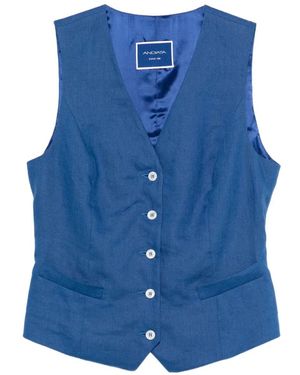 Andiata Maria V-Neck Waistcoat - Blue