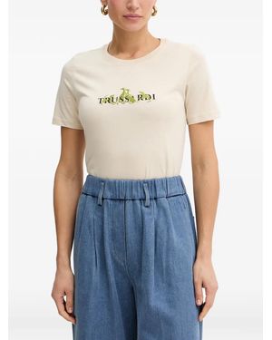 Trussardi Logo-Embroidered T-Shirt - Blue