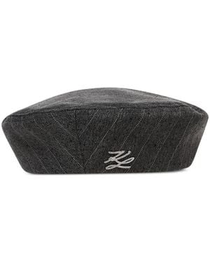 KARL LAGERFELD K/Autograph Pinstripe Beret Hat - Gray