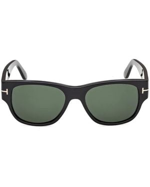 Tom Ford T-Motif Rectangle-Frame Sunglasses - Green