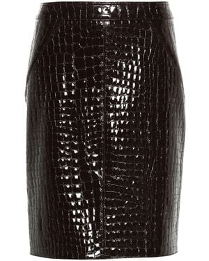 Tom Ford Leren Rok Met Krokodillen-Reliëf - Zwart