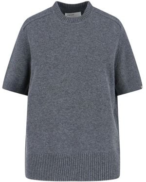 Extreme Cashmere Short-Sleeve Ribbed Jumper - Grey
