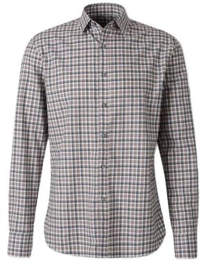 Canali Cotton Plaid Shirt - Grey