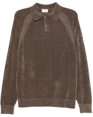 Profuomo Button-Fastening Long Sleeve Polo Shirt - Brown