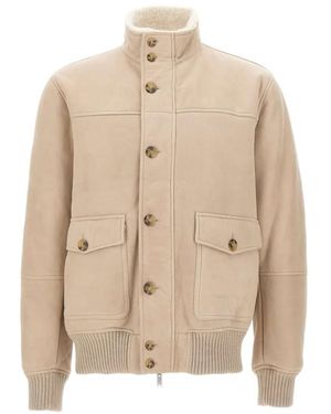 Volfagli Trevi Shearling-Lined Suede Jacket - Natural