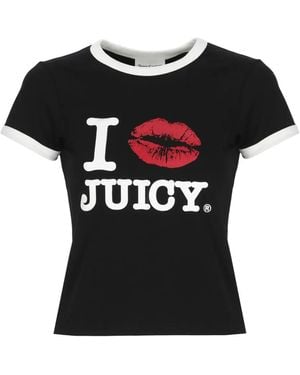 Juicy Couture Lip-Print Ringer T-Shirt - Black