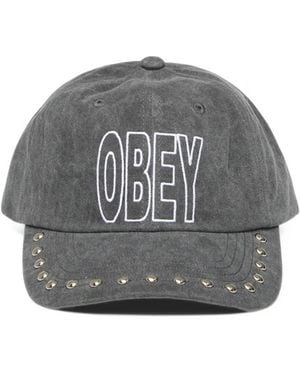 Obey Stud-Embellished 6-Panel Cap - Grey