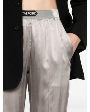 Tom Ford Wide-Leg Trousers With Satin Finish - White