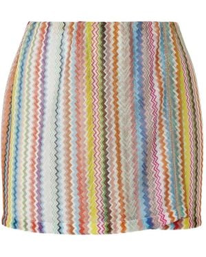 Missoni Zigzag-Knit Mini Beach Skirt - White