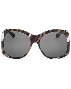 PUCCI Lunettes De Soleil Marmo-Print À Monture Ronde - Grey