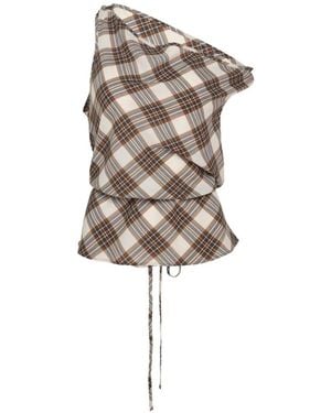 Lee Mathews Rowan Bias Check-Pattern Sleeveless Reversible Top - White