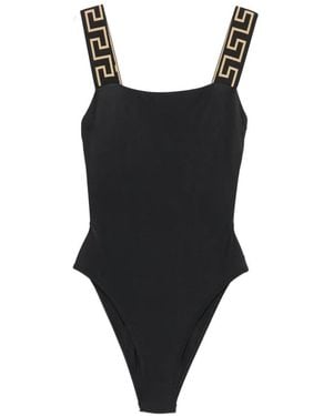 Versace Greca-Strap Swimsuit - Black
