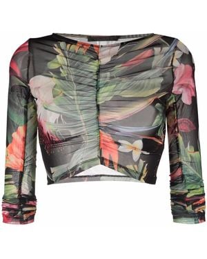 Philipp Plein Flowers Long-Sleeve Top - Green