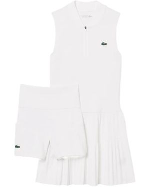 Lacoste Pleated Sleeveless Mini Dress - White