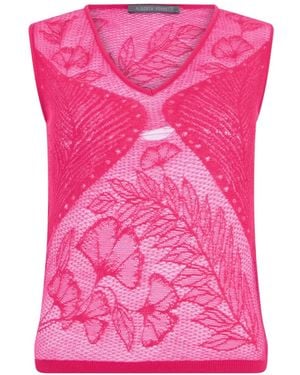 Alberta Ferretti Floral-Pattern V-Neck Top - Pink