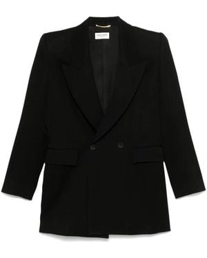 Saint Laurent Double-Breasted Wool Blazer - Black