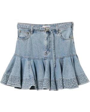 Zimmermann Ruffled Denim Skirt - Blue