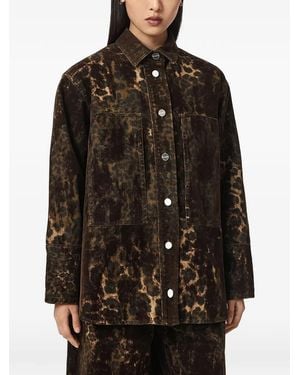 AllSaints Leopard-Print Denim Shirt - Black