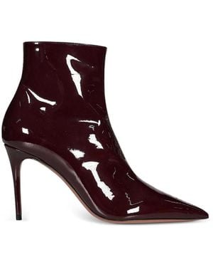 Paris Texas Vera Patent Leather Ankle Boots - Purple