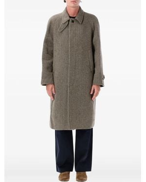 Tonywack Herringbone-Pattern Raglan-Sleeve Coat - Grey